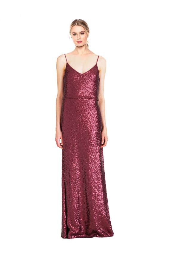 Long Burgundy Sleeveless A-Line Sequin Formal Evening Gown / Prom Dress / Bridesmaid Dress Birmingham