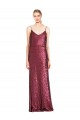 Long Burgundy Sleeveless A-Line Sequin Formal Evening Gown / Prom Dress / Bridesmaid Dress Birmingham