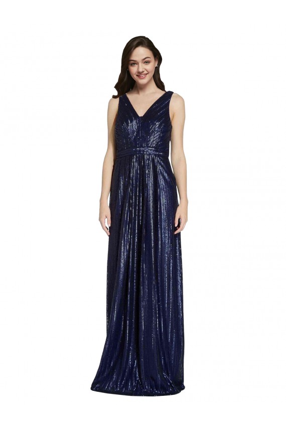Long Dark Navy Sleeveless Sheath V-Back Formal Evening Gown / Prom Dress / Bridesmaid Dress Birmingham