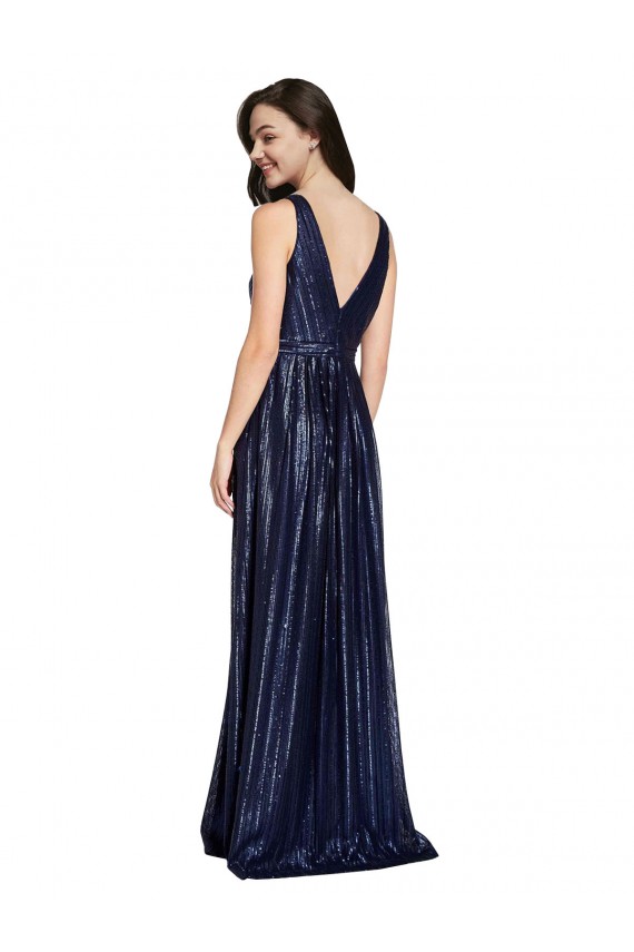 Long Dark Navy Sleeveless Sheath V-Back Formal Evening Gown / Prom Dress / Bridesmaid Dress Birmingham
