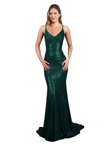 Long Dark Green Sleeveless Mermaid Low Back Formal Evening Gown / Prom Dress / Bridesmaid Dress Birmingham