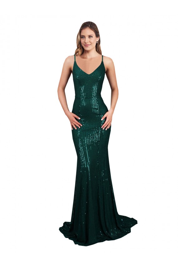 Long Dark Green Sleeveless Mermaid Low Back Formal Evening Gown / Prom Dress / Bridesmaid Dress Birmingham