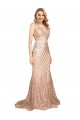 Long Rose Gold Sleeveless Mermaid V-Back Formal Plus Size Evening Gown / Prom Dress / Bridesmaid Dress Birmingham