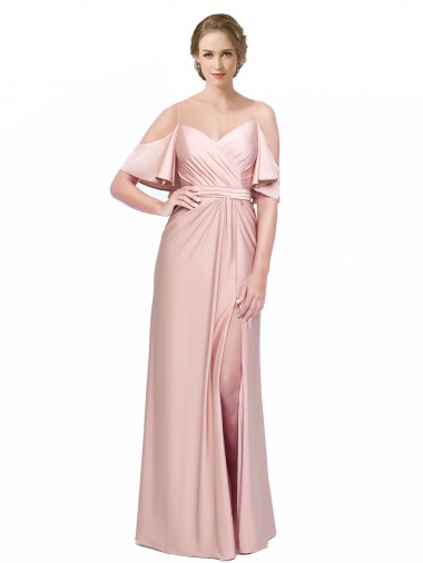 Long Cold Shoulder Sheath Low Back Formal Evening Gown / Prom Dress / Bridesmaid Dress Birmingham