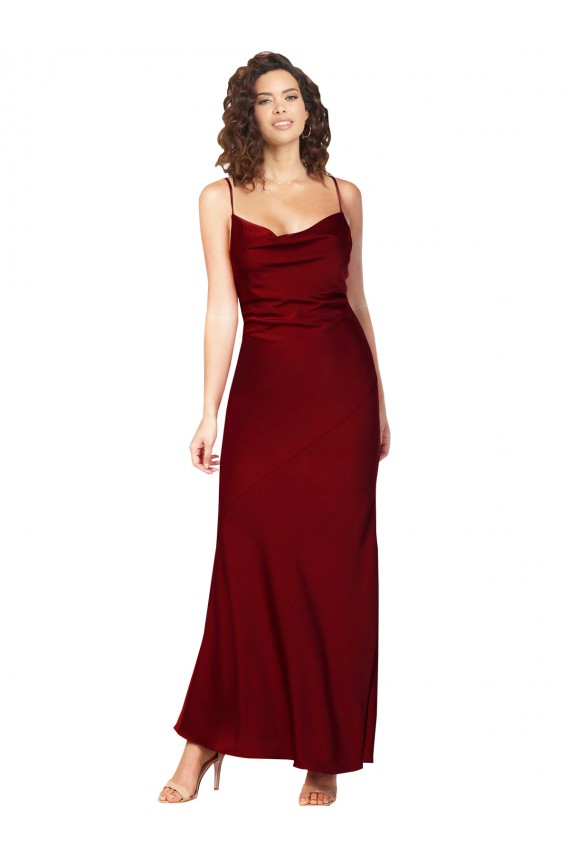 Long Burgundy Sleeveless Sheath Low Back Black Tie Evening Gown / Prom Dress / Bridesmaid Dress Birmingham