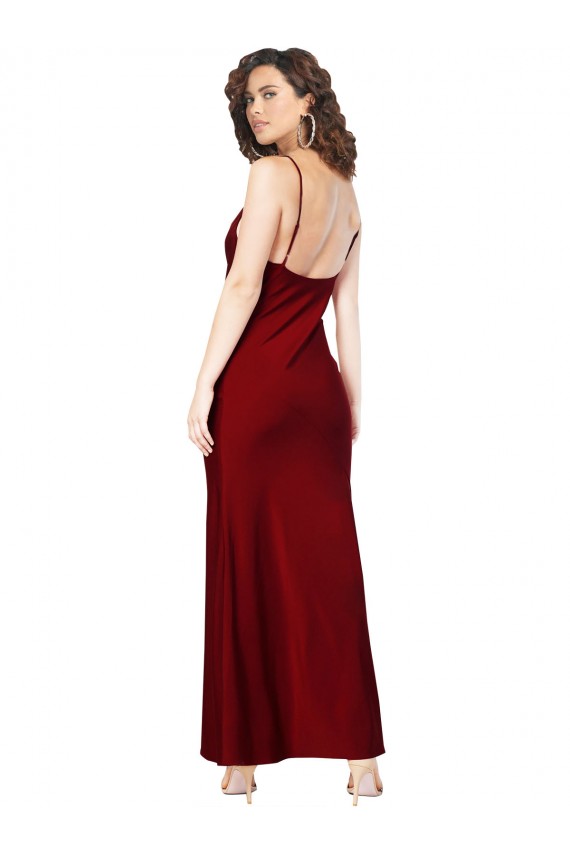Long Burgundy Sleeveless Sheath Low Back Black Tie Evening Gown / Prom Dress / Bridesmaid Dress Birmingham