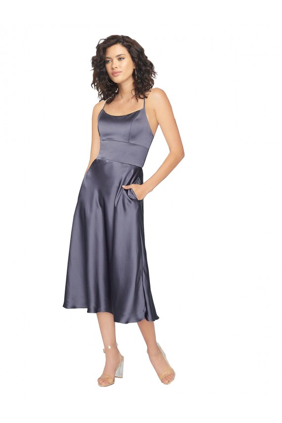 Midi Length Dusk Sleeveless A-Line Keyhole Back Prom Dress / Bridesmaid Dress Birmingham