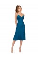 Midi Length Peacock Blue Sleeveless A-Line Low Back Prom Dress / Bridesmaid Dress Birmingham