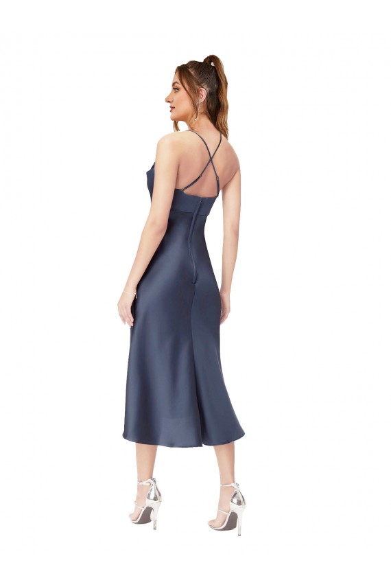 Midi Length Black Sleeveless Sheath Open Back High Low Evening Gown / Prom Dress / Bridesmaid Dress Birmingham