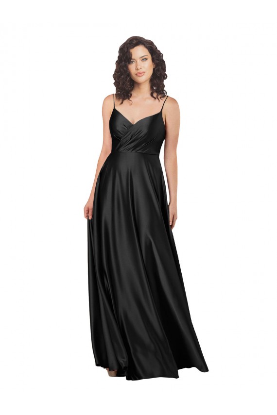Long Black Sleeveless A-Line Low Back Formal Dress / Bridesmaid Dress Birmingham