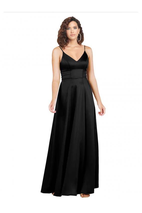 Long Black Sleeveless A-Line V-Back Formal Evening Gown / Prom Dress / Bridesmaid Dress Birmingham