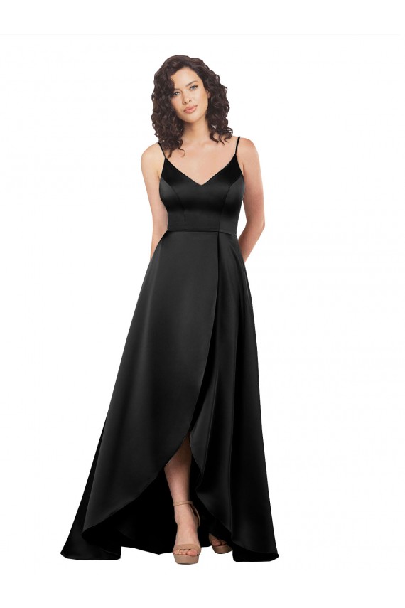 Long Black Sleeveless A-Line V-Back High Low Evening Gown / Prom Dress / Bridesmaid Dress Birmingham