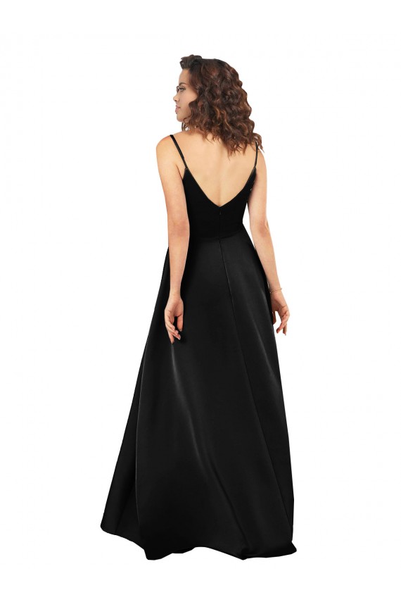 Long Black Sleeveless A-Line V-Back High Low Evening Gown / Prom Dress / Bridesmaid Dress Birmingham