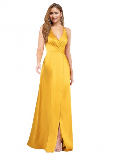 Long Sleeveless A-Line Open Back Front Slit Formal Evening Gown / Prom Dress / Bridesmaid Dress Birmingham