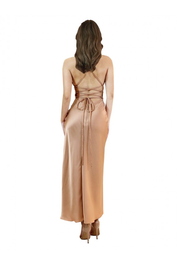 Midi Length Rose Gold Sleeveless Sheath Open Back Formal Evening Gown / Prom Dress / Bridesmaid Dress Birmingham