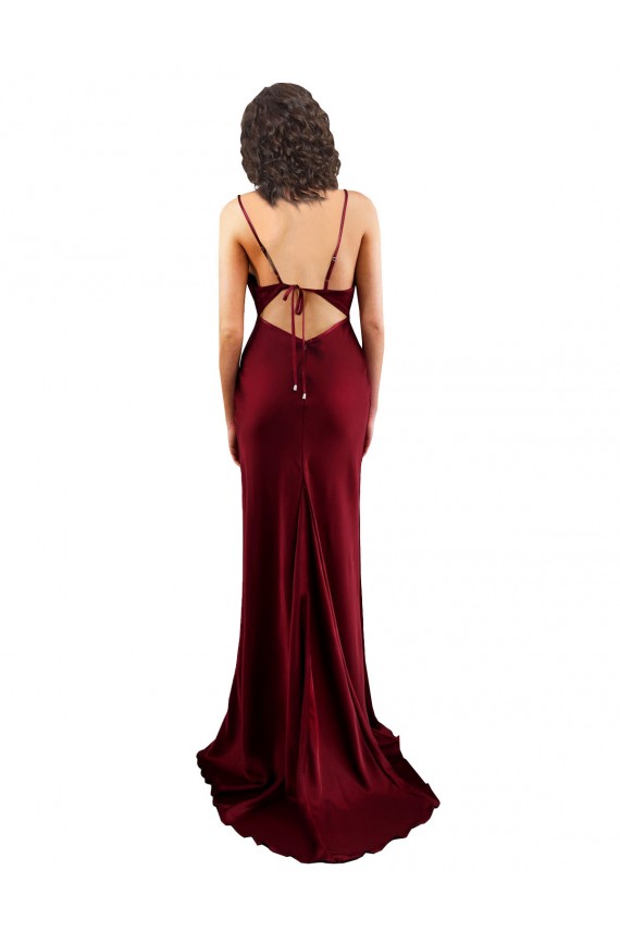 Long Burgundy Sleeveless Sheath Open Back Formal Evening Gown / Prom Dress / Bridesmaid Dress Birmingham