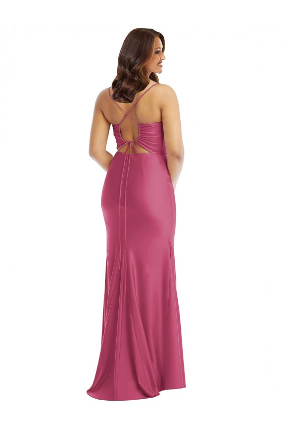 Long Fuchsia Sleeveless Mermaid Tie Back Formal Plus Size Evening Gown / Prom Dress / Bridesmaid Dress Birmingham