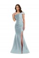 Long Light Sky Blue Sleeveless Mermaid Side Slit Formal Evening Gown / Prom Dress / Bridesmaid Dress Birmingham