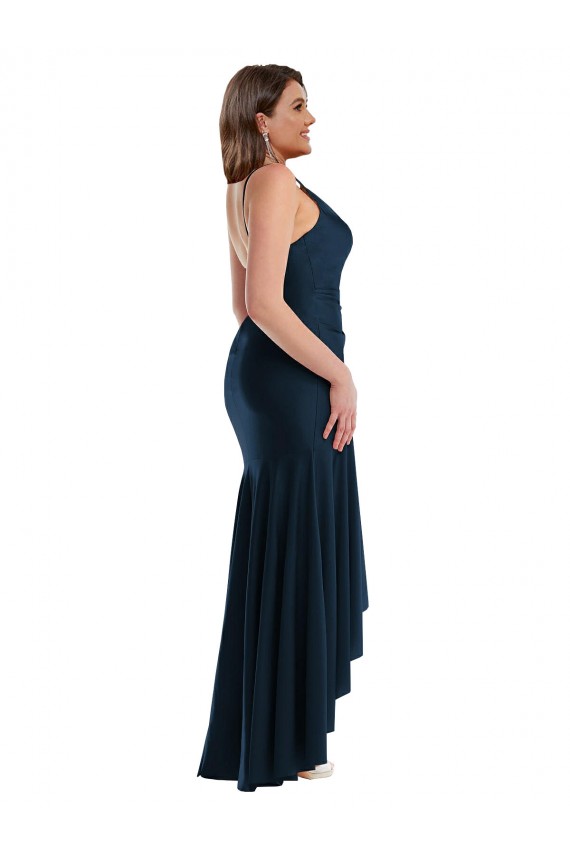 Long Dark Navy Sleeveless Mermaid High Low Plus Size Evening Gown / Prom Dress / Bridesmaid Dress Birmingham
