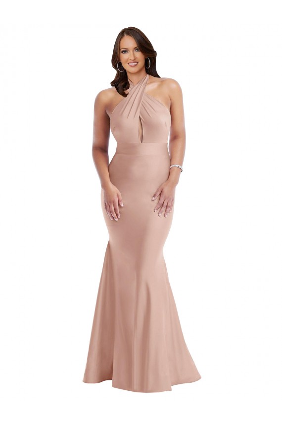 Long Dusty Pink Sleeveless Mermaid Open Back Formal Plus Size Evening Gown / Prom Dress / Bridesmaid Dress Birmingham