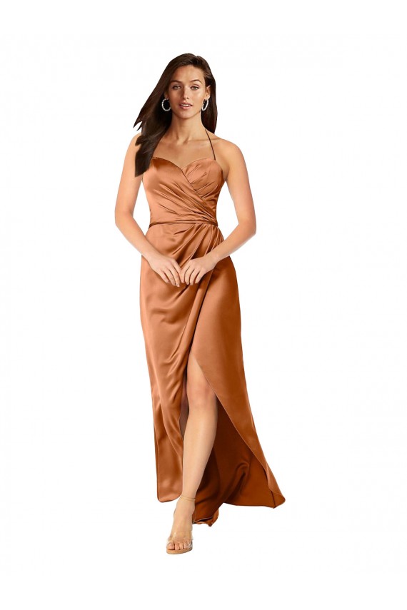 Long Orange Sleeveless A-Line Low Back High Low Evening Gown / Prom Dress / Bridesmaid Dress Birmingham