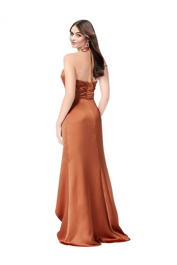 Long Orange Sleeveless A-Line Low Back High Low Evening Gown / Prom Dress / Bridesmaid Dress Birmingham