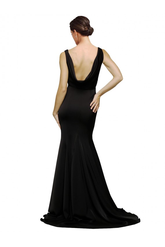Sweep Train Black Sleeveless A-Line Low Back Formal Evening Gown / Prom Dress / Bridesmaid Dress Birmingham