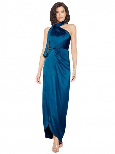 Long Peacock Blue Sleeveless Sheath Side Slit Formal Evening Gown / Prom Dress / Bridesmaid Dress Birmingham