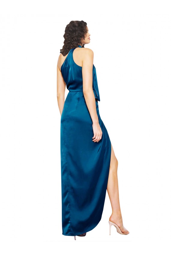 Long Peacock Blue Sleeveless Sheath Side Slit Formal Evening Gown / Prom Dress / Bridesmaid Dress Birmingham