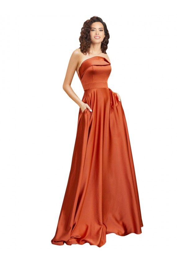 Sweep Train Burnt Orange Sleeveless A-Line Low Back Formal Evening Gown / Prom Dress / Bridesmaid Dress Birmingham