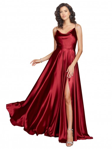 Long Burgundy Sleeveless A-Line Low Back Silk like Satin Black Tie Evening Gown / Prom Dress / Bridesmaid Dress Birmingham