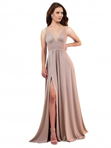 Long Dusty Pink Sleeveless A-Line Low Back Black Tie Evening Gown / Prom Dress / Bridesmaid Dress Birmingham