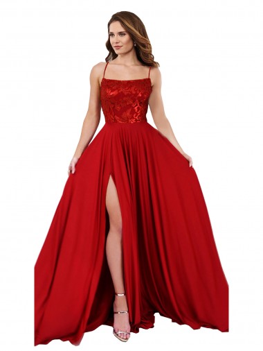 Long Red Sleeveless A-Line Open Back Semi Formal Evening Dress / Prom Dress / Bridesmaid Dress Birmingham
