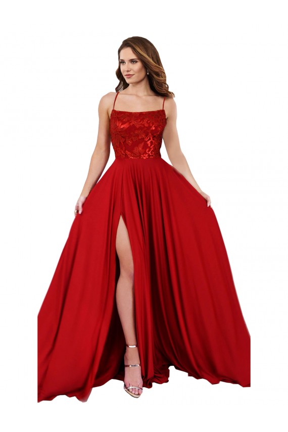 Long Red Sleeveless A-Line Open Back Semi Formal Evening Dress / Prom Dress / Bridesmaid Dress Birmingham