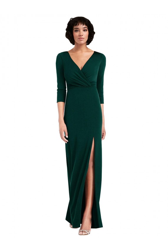 Long Dark Green Long Sleeves Trumpet V-Back Formal Evening Gown / Prom Dress / Bridesmaid Dress Birmingham