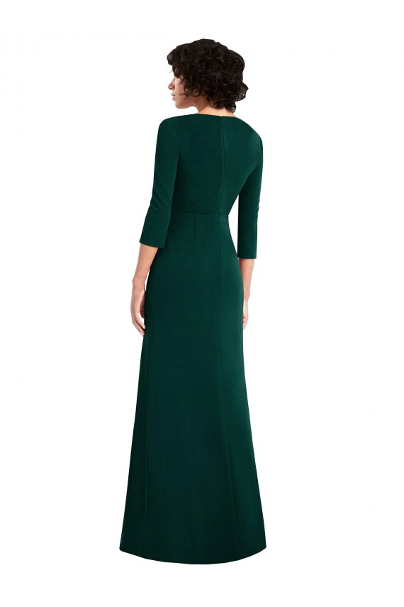 Long Dark Green Long Sleeves Trumpet V-Back Formal Evening Gown / Prom Dress / Bridesmaid Dress Birmingham