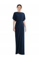 Long Dark Navy Short Sleeves Sheath Open Back Semi Formal Evening Dress / Prom Dress / Bridesmaid Dress Birmingham