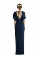 Long Dark Navy Short Sleeves Sheath Open Back Semi Formal Evening Dress / Prom Dress / Bridesmaid Dress Birmingham