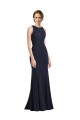 Long Dark Navy Sleeveless Sheath Keyhole Back Black Tie Prom Dress / Bridesmaid Dress Birmingham