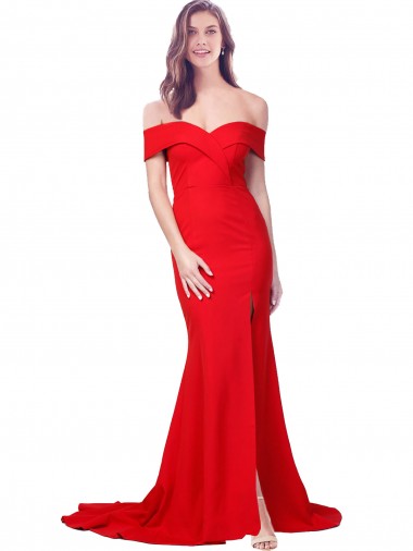 Long Red Sleeveless Mermaid Side Slit Bridesmaid Dress / Evening Dress Birmingham