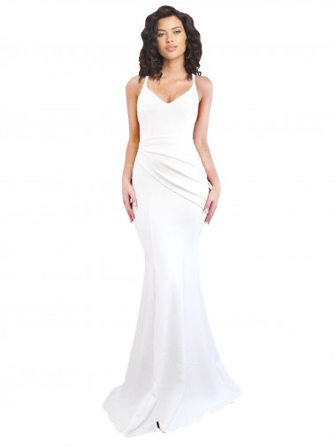 Long White Sleeveless Mermaid Low Back Black Tie Evening Gown / Prom Dress / Bridesmaid Dress Birmingham