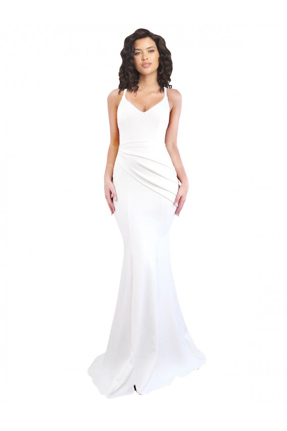 Long White Sleeveless Mermaid Low Back Black Tie Evening Gown / Prom Dress / Bridesmaid Dress Birmingham