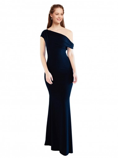 Long Dark Navy Sleeveless Mermaid Stretch Crepe Formal Evening Gown / Prom Dress / Bridesmaid Dress Birmingham