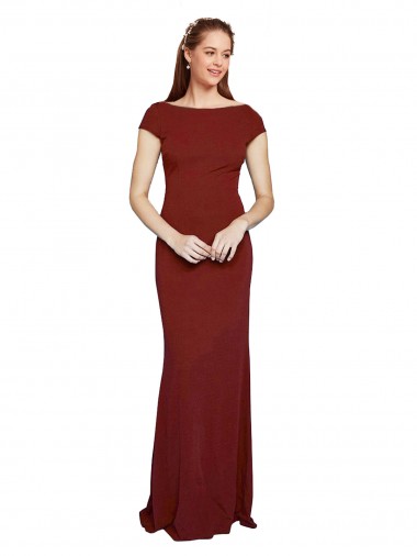 Long Burgundy Cap Sleeves Mermaid Keyhole Back Formal Evening Gown / Prom Dress / Bridesmaid Dress Birmingham