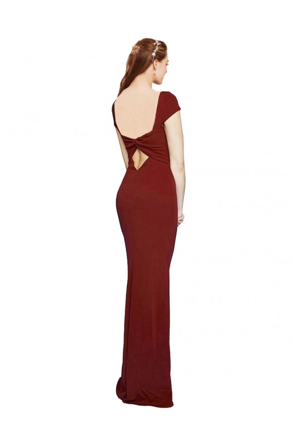 Long Burgundy Cap Sleeves Mermaid Keyhole Back Formal Evening Gown / Prom Dress / Bridesmaid Dress Birmingham