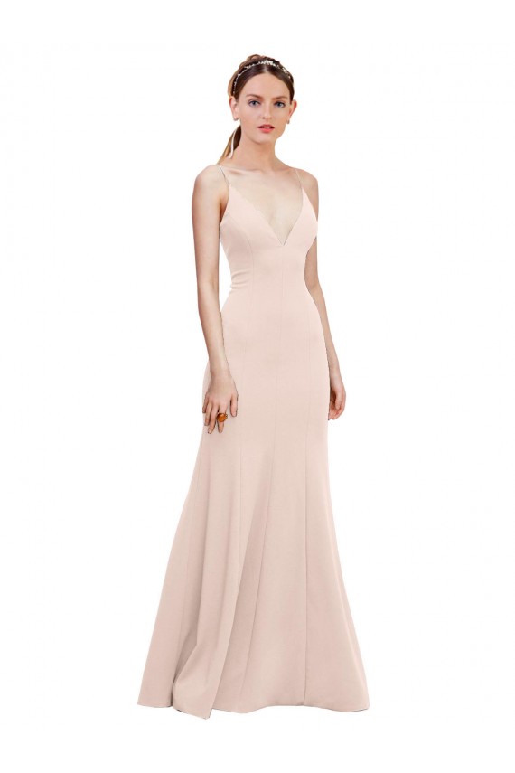 Long Pink Sleeveless A-Line V-Back Formal Dress / Bridesmaid Dress Birmingham