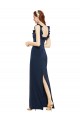Long Dark Navy Sleeveless Sheath Low Back Back Slit Formal Evening Gown / Prom Dress / Bridesmaid Dress Birmingham