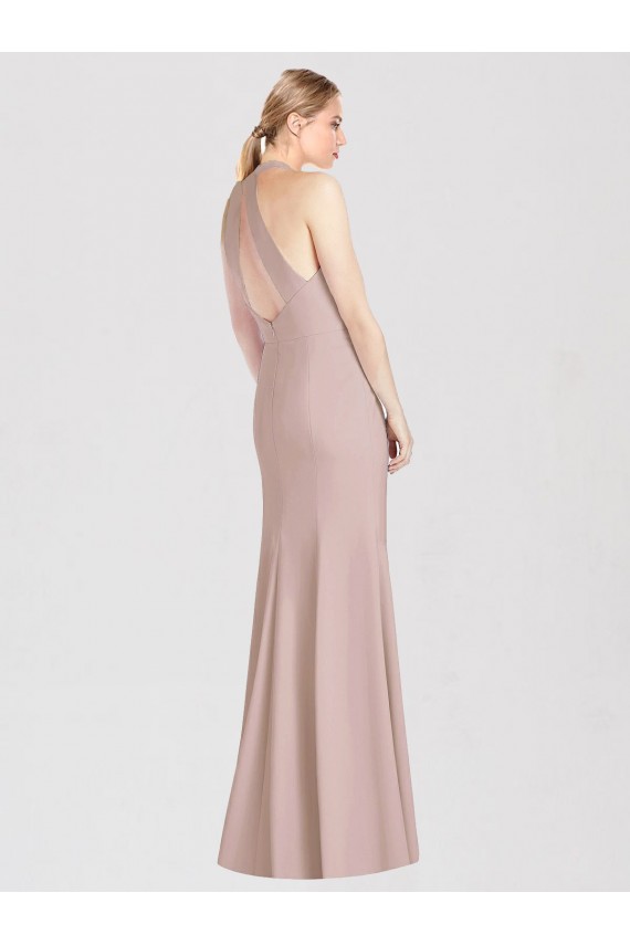 Long Dusty Pink Sleeveless Trumpet Open Back Semi Formal Evening Dress / Bridesmaid Dress Birmingham