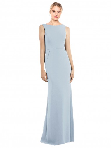 Long Light Sky Blue Sleeveless Trumpet Backless Semi Formal Evening Dress / Prom Dress / Bridesmaid Dress Birmingham