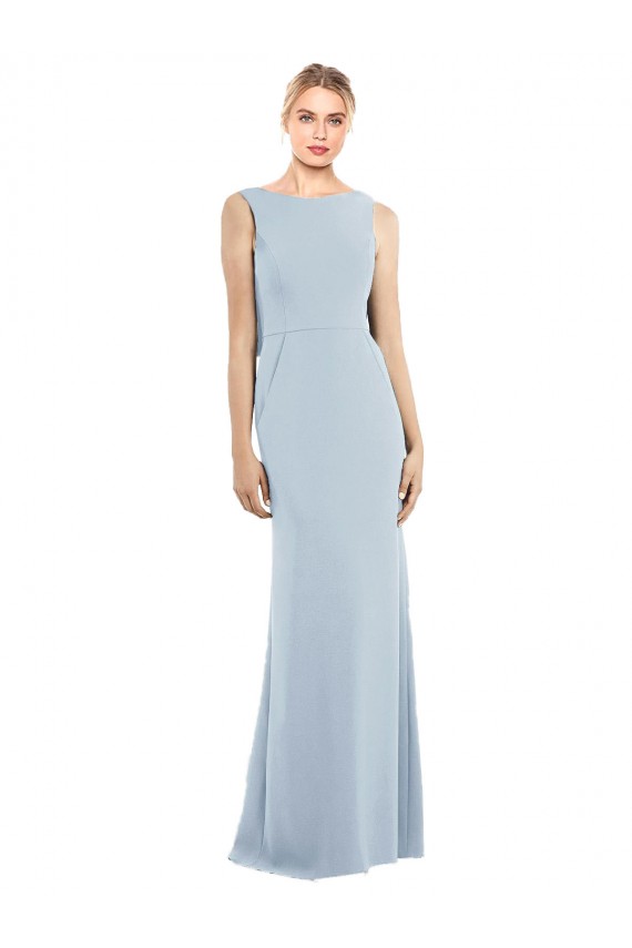 Long Light Sky Blue Sleeveless Trumpet Backless Semi Formal Evening Dress / Prom Dress / Bridesmaid Dress Birmingham
